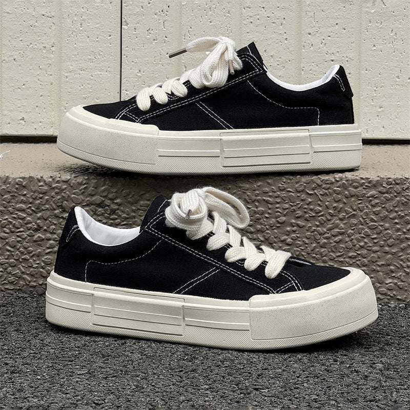 Chaussures de skate à plateforme en toile pour femme — Baskets rehaussées décontractées et sportives