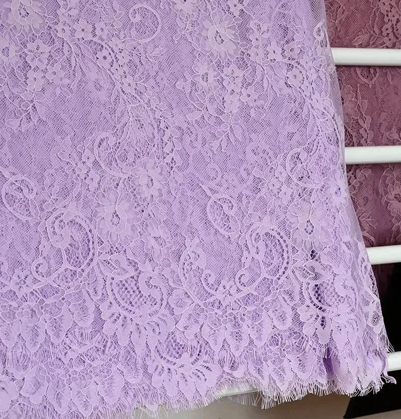 3 mètres/lot de Tissu en Dentelle de Chantilly Française Blanc cassé, Cils Broderie Dentelle Artisanat Voile de Mariée Accessoire de Dentelle Largeur 150cm