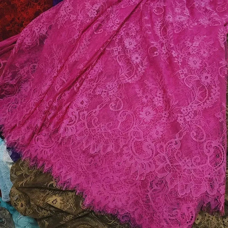 3 mètres/lot de Tissu en Dentelle de Chantilly Française Blanc cassé, Cils Broderie Dentelle Artisanat Voile de Mariée Accessoire de Dentelle Largeur 150cm