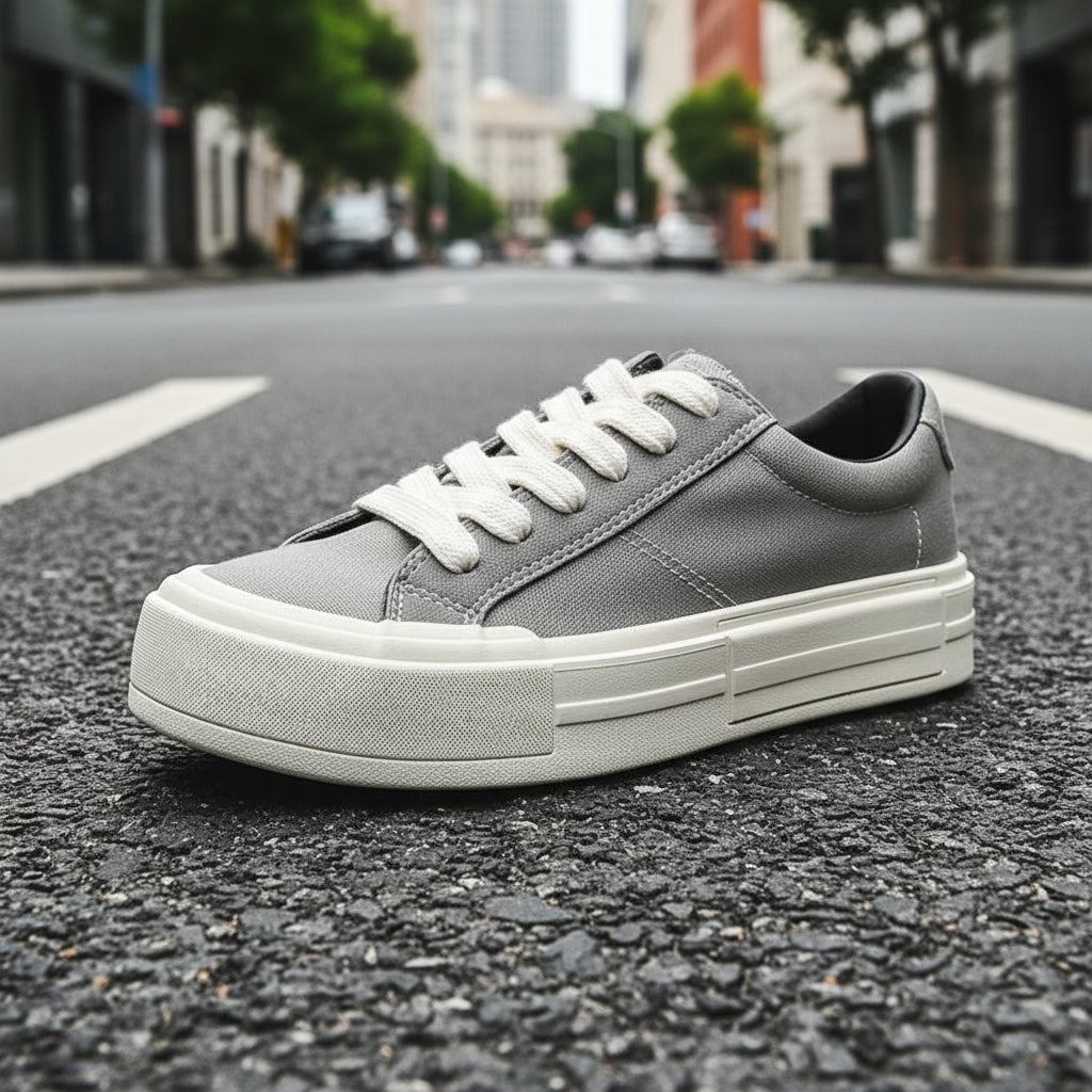 Chaussures de skate à plateforme en toile pour femme — Baskets rehaussées décontractées et sportives