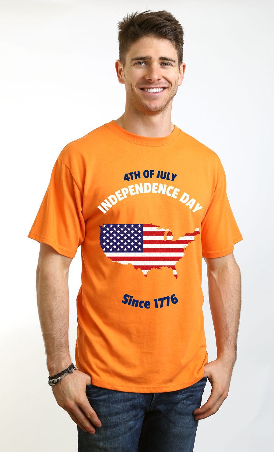 T-shirt graphique à manches courtes en viscose de bambou et coton bio pour homme – Spécial 4 juillet