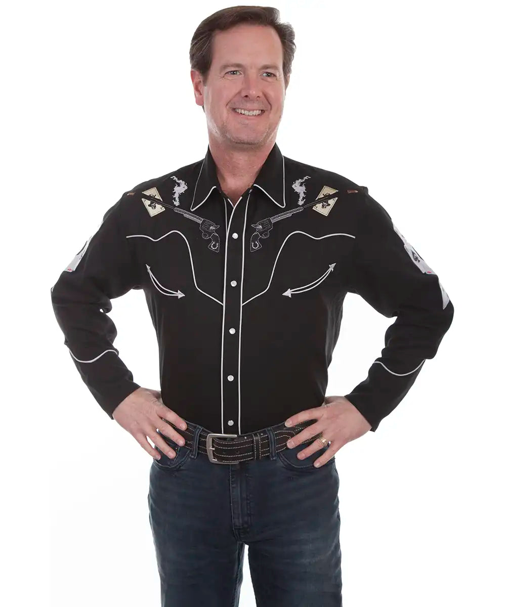 Chemise Western brodée pour hommes Scully Dead Man's Hand
