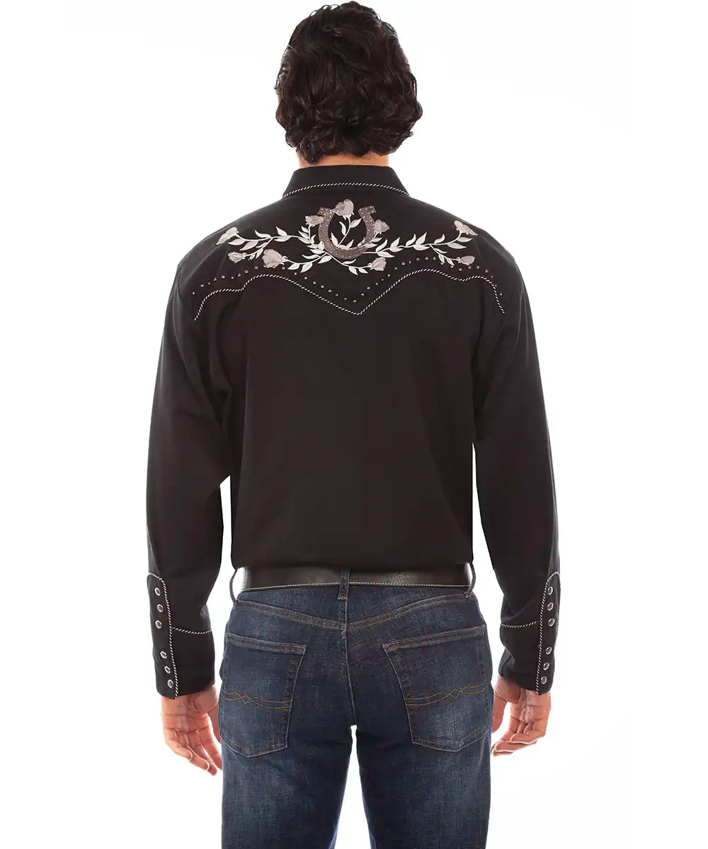 Scully Lucky Rose - Chemise western brodée pour homme