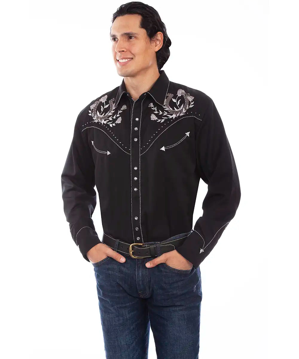 Scully Lucky Rose - Chemise western brodée pour homme