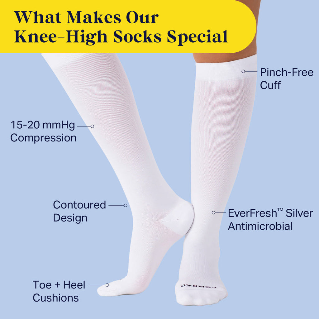 Chaussettes de compression mi-mollet – Lot de 3 couleurs unies