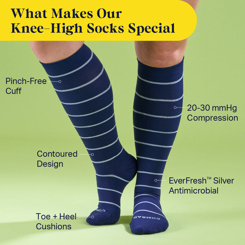 Chaussettes de compression hautes – Rayures (20-30 mmHg)