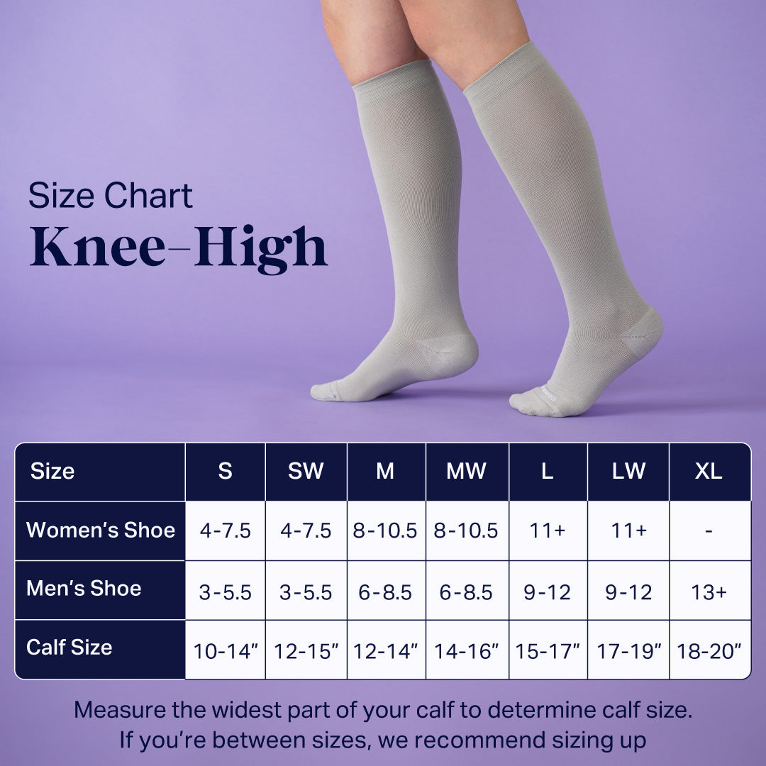Chaussettes de compression hautes jusqu'aux genoux – Rayées (20-30 mmHg)