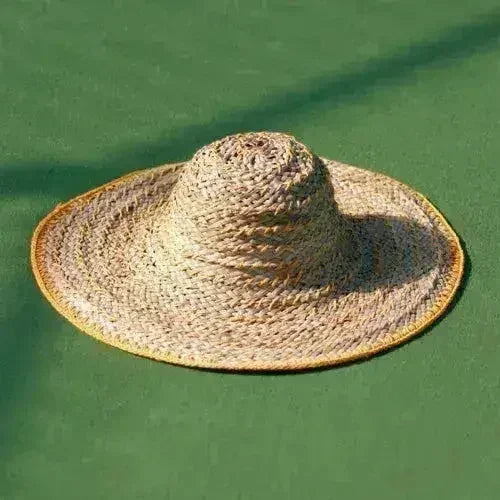 Chapeau de paille rond large Balinese Pecatu jaune beurre
