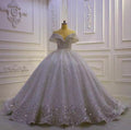 Robe de mariée luxueuse à épaules dénudées avec perles brillantes EDL178