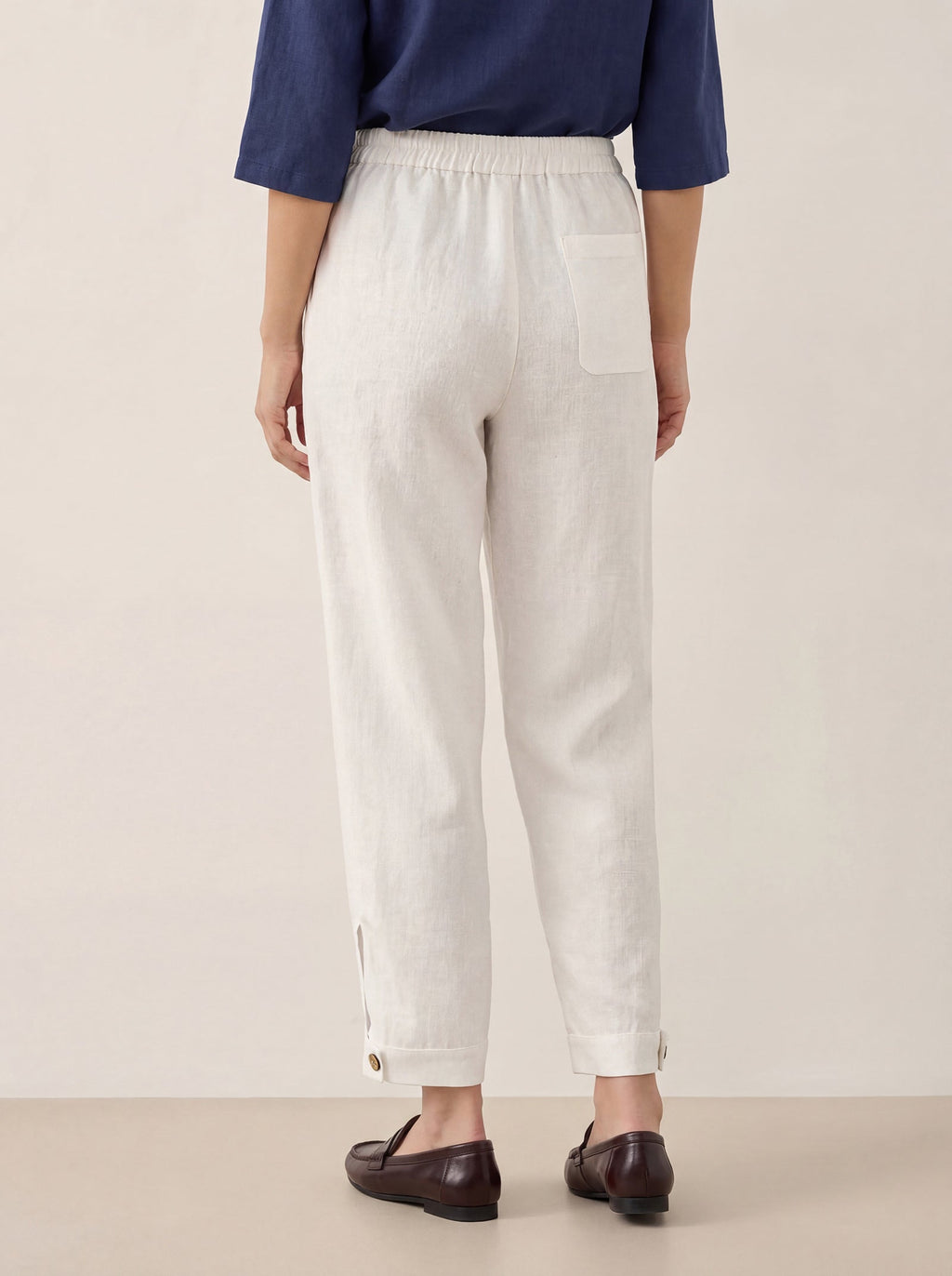 Pantalon droit 100 % lin avec taille élastique PATRICE