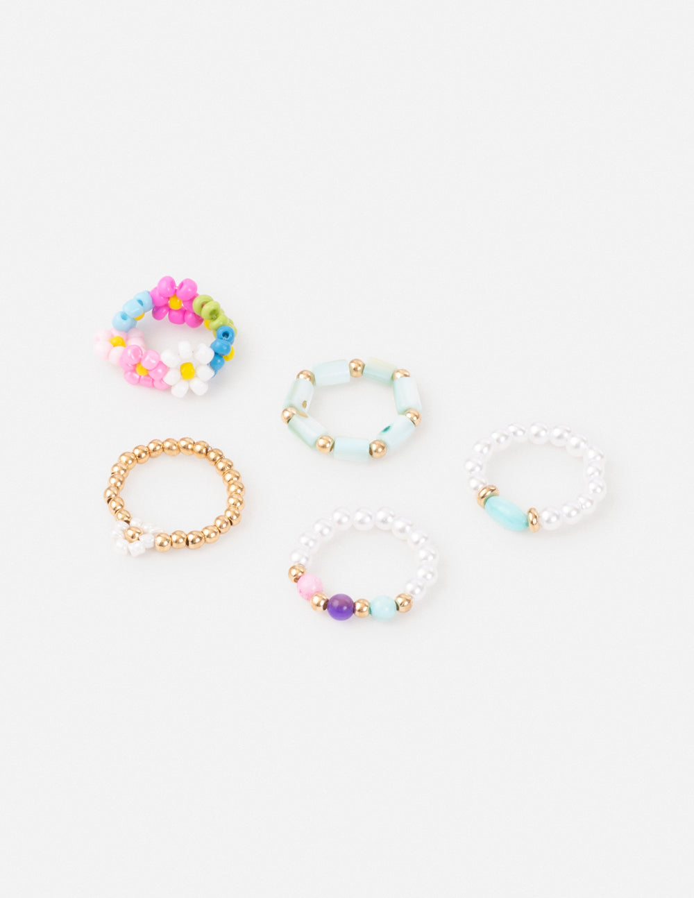 Ensemble de bagues perlées pastel
