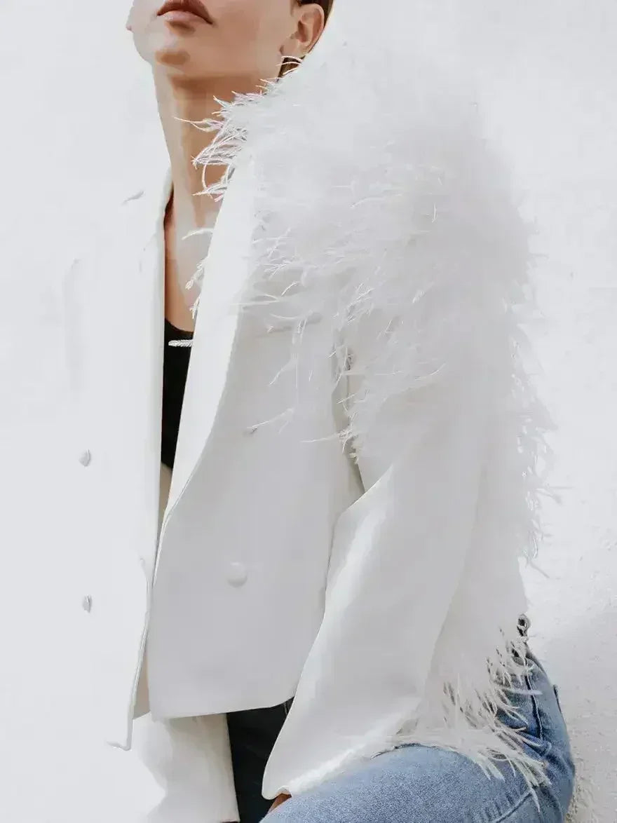 Blazer Lydia en plumes d'autruche