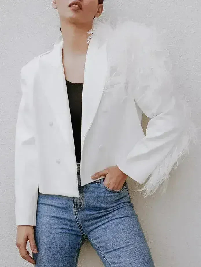 Blazer Lydia en plumes d'autruche