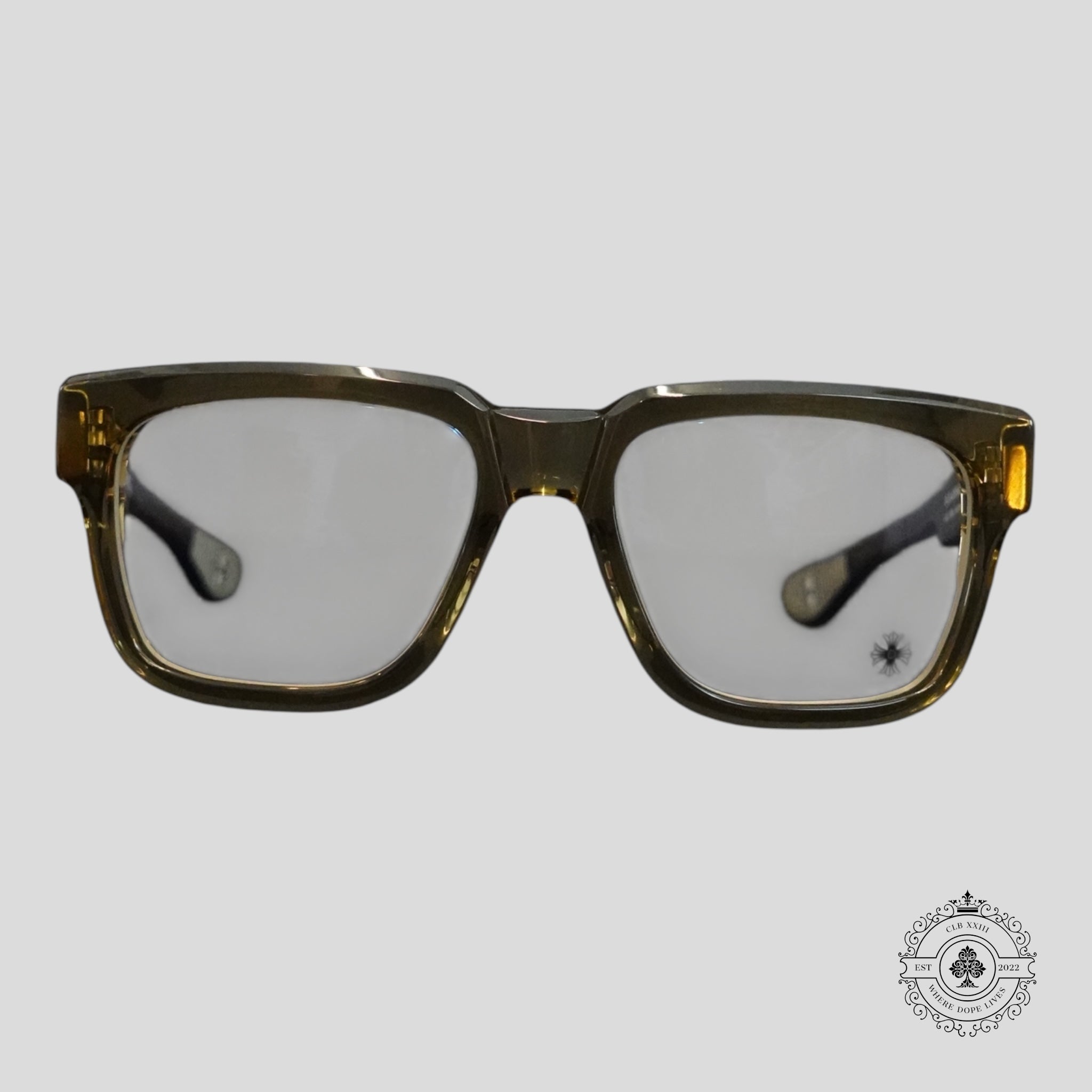 Lunettes de soleil Chrome Hearts Box Officer en olive clair/argent