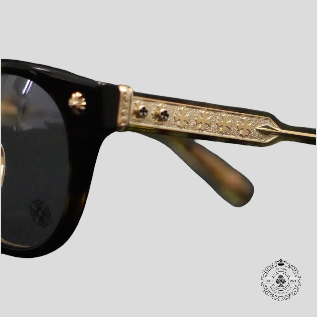 Lunettes Chrome Hearts Dingalonglinglong écaille de tortue/or