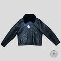 Veste Louis Vuitton en peau lainée gaufrée Monogram noire