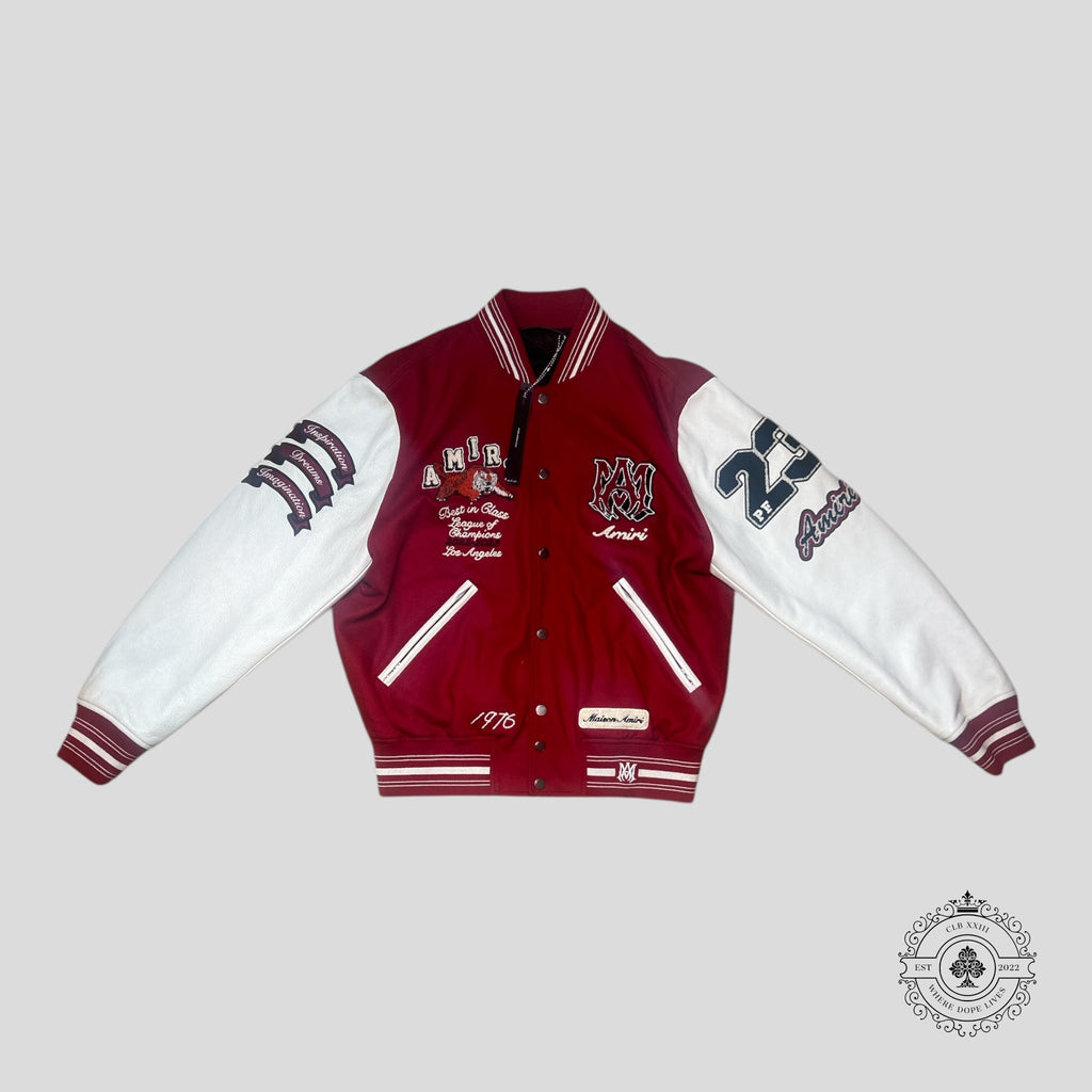Blouson universitaire Amiri League of Champions Tiger Patch rouge/blanc