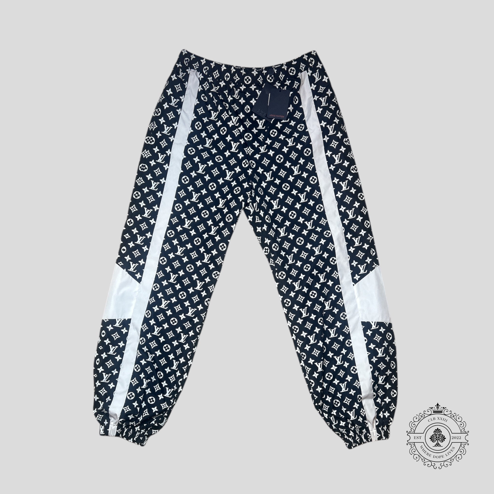 Pantalon de survêtement technique imprimé Monogram Louis Vuitton Noir/Blanc