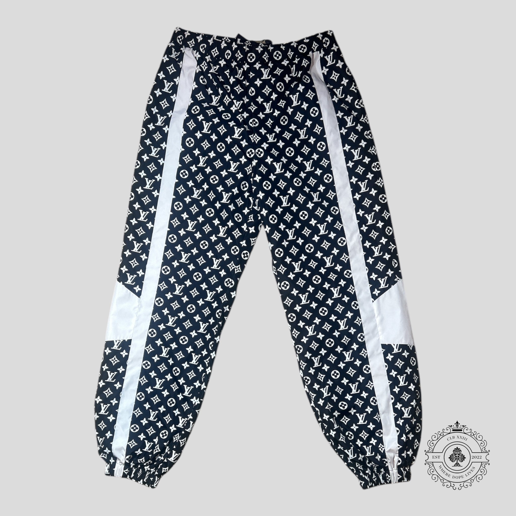 Pantalon de survêtement technique imprimé Monogram Louis Vuitton Noir/Blanc