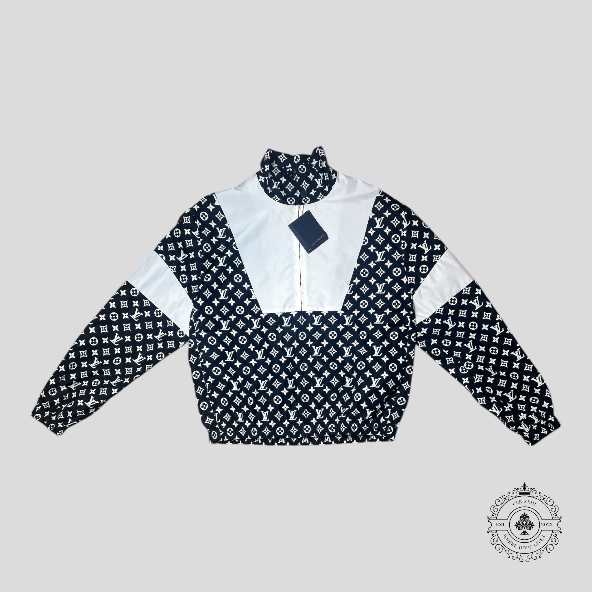 Survêtement technique imprimé monogramme Louis Vuitton en noir et blanc