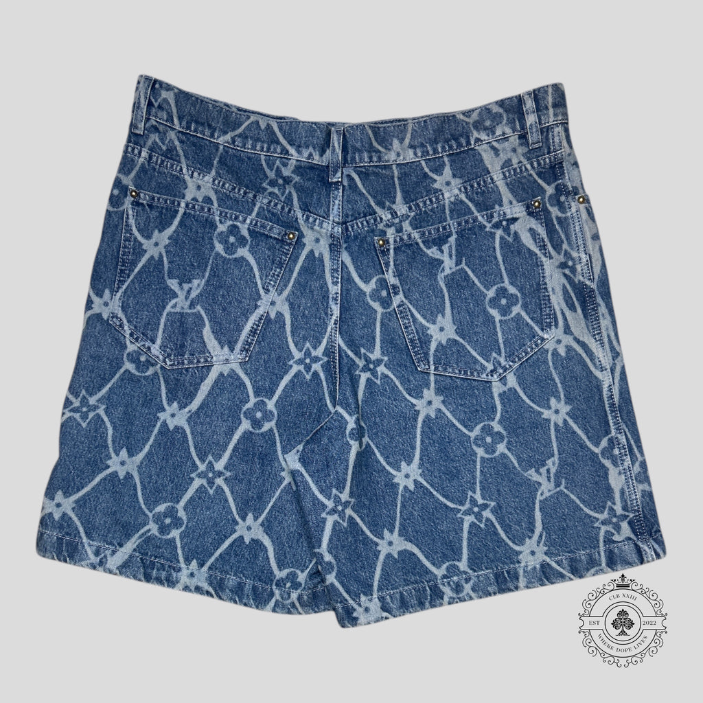Short en jean Monogram résille Louis Vuitton délavage moyen