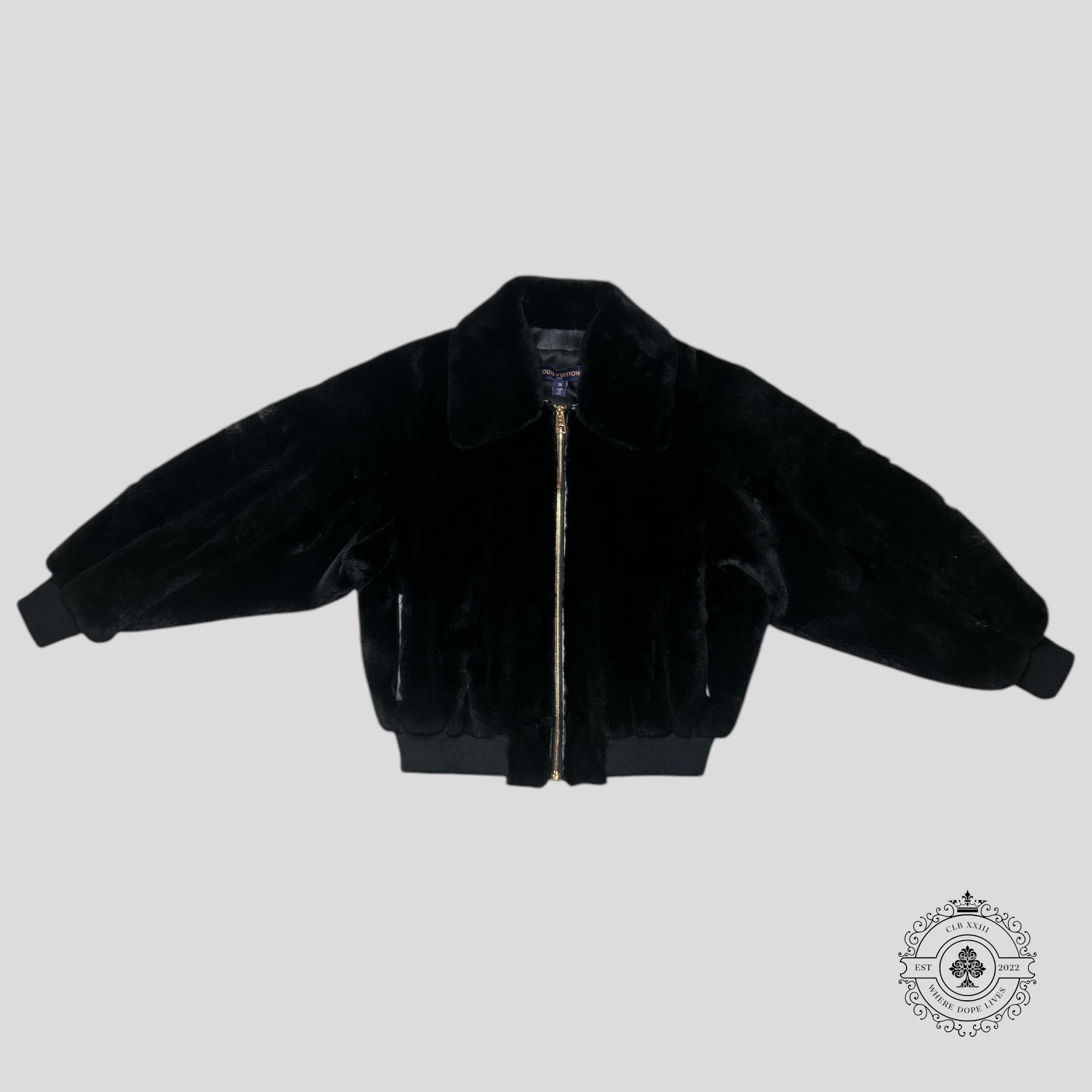 Blouson bomber Louis Vuitton Monogram en vison noir