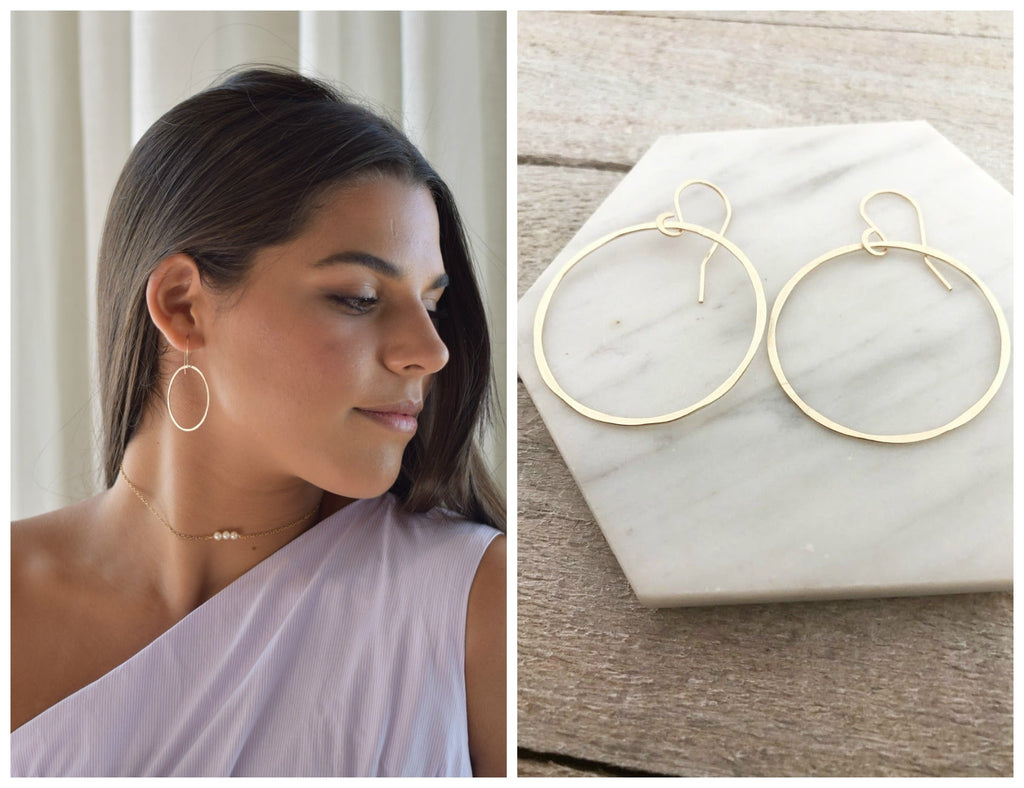 Boucles d'oreilles créoles - Petites boucles d'oreilles créoles martelées - Créoles faites à la main - Cadeau pour femme
