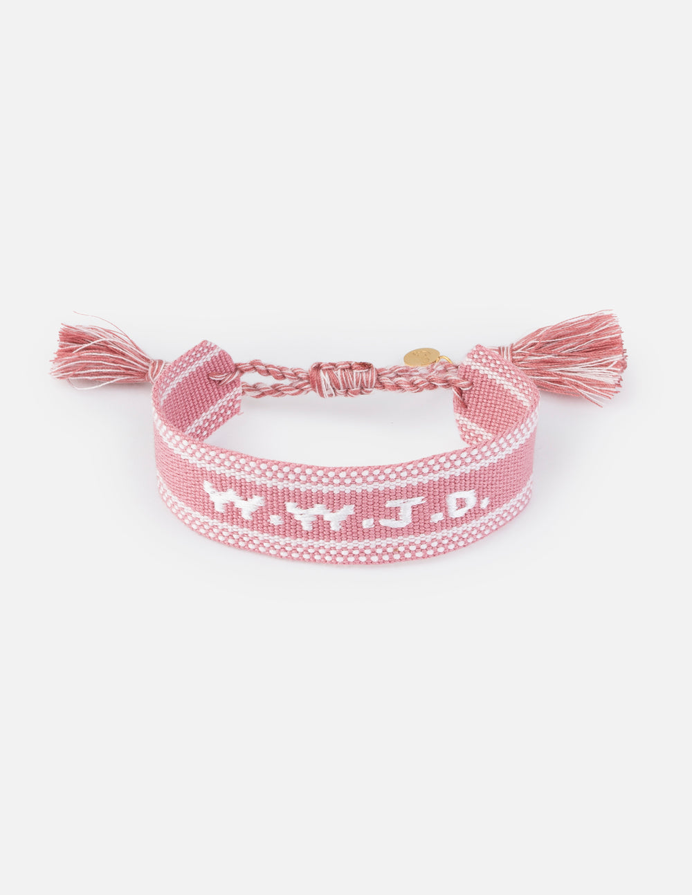 Bracelet brodé WWJD rose