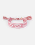 Bracelet brodé WWJD rose
