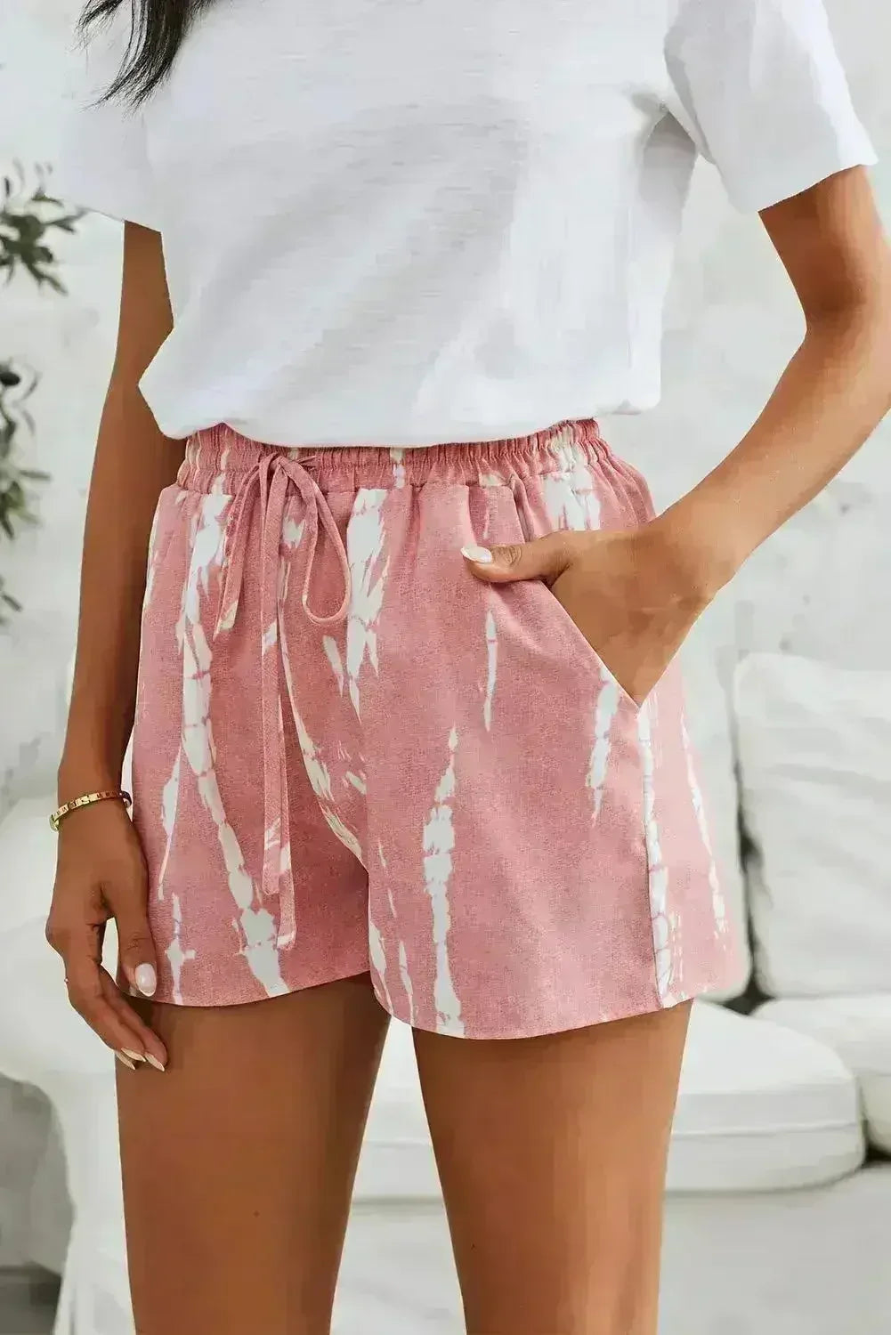 Shorts à cordon tie-dye | Short d'été bohème chic | Polyester