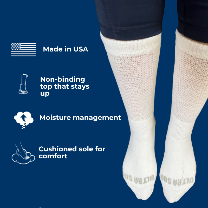 Chaussettes diabétiques pour femme (4 paires) – Ultra-douces – Mi-mollet
