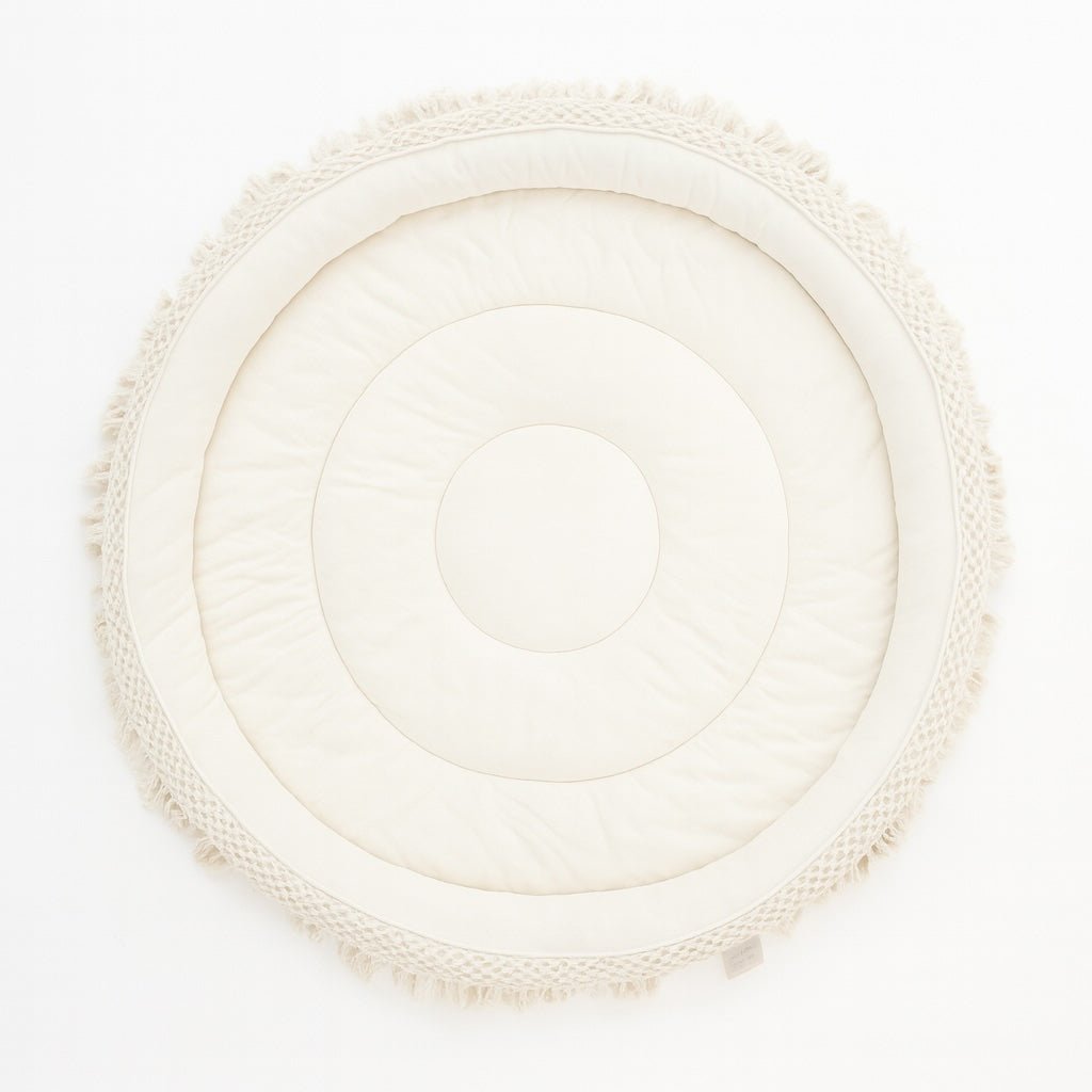 Tapis de jeu rond en macramé