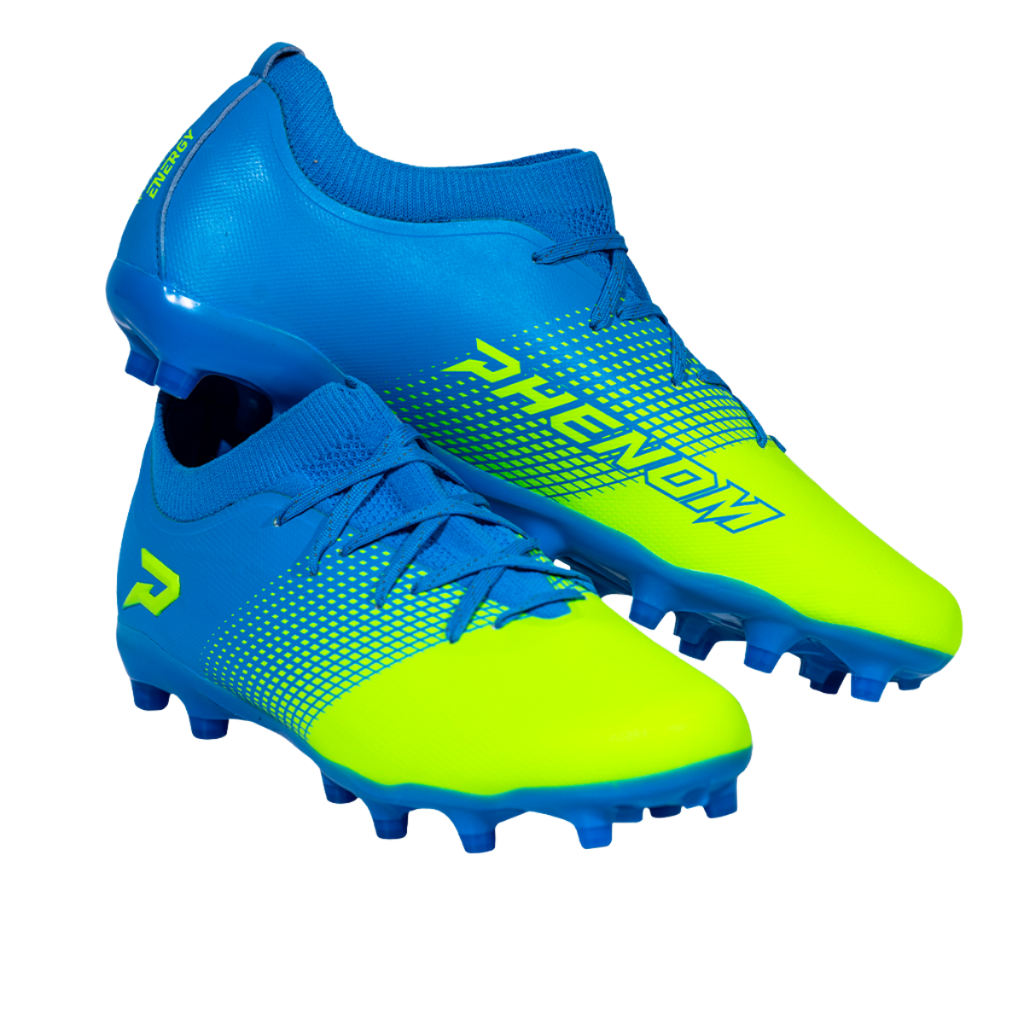 Chaussures de football américain Quantum Energy – Bleu Columbia et Vert Fluo