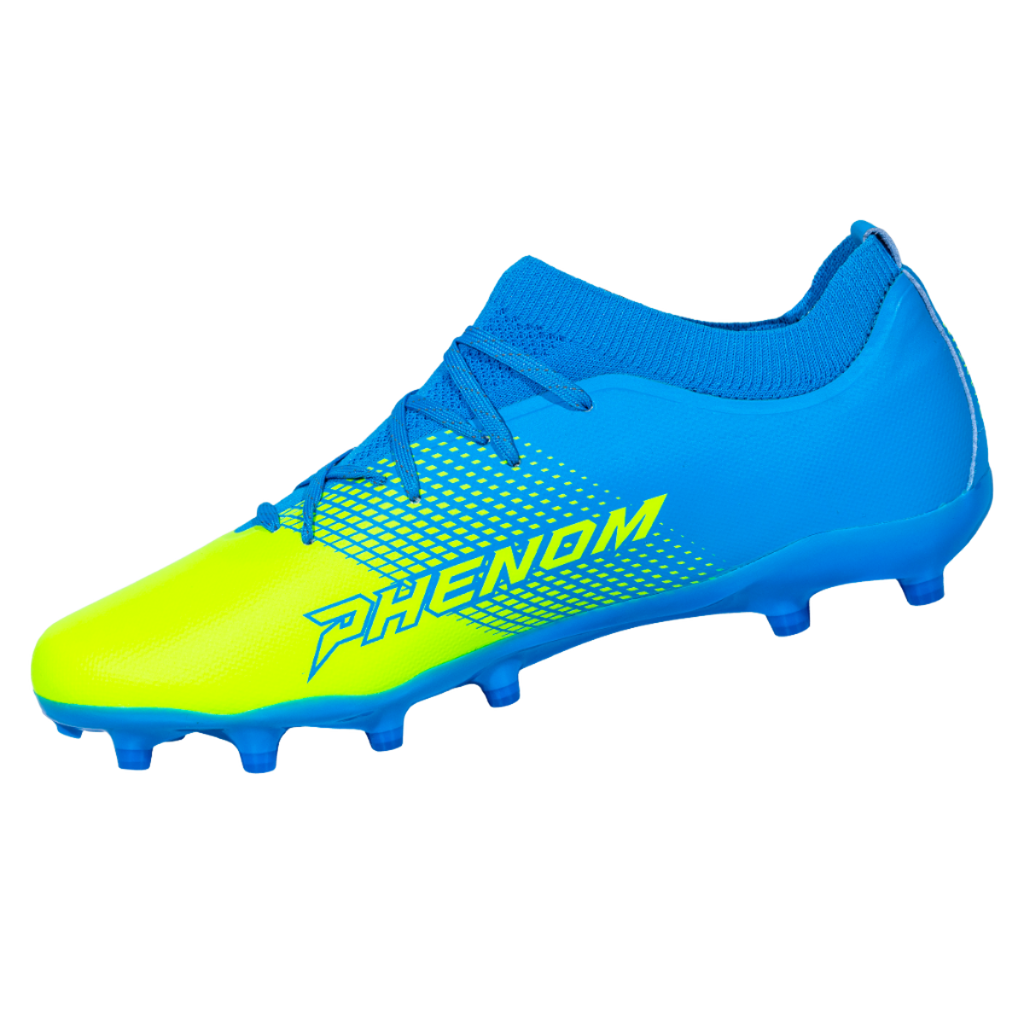 Chaussures de football américain Quantum Energy – Bleu Columbia et Vert Fluo