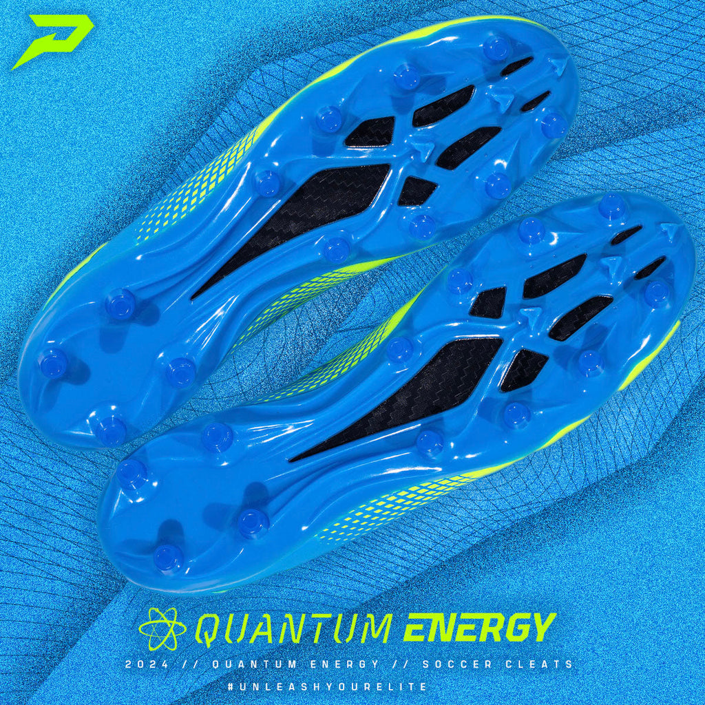 Chaussures de football américain Quantum Energy – Bleu Columbia et Vert Fluo