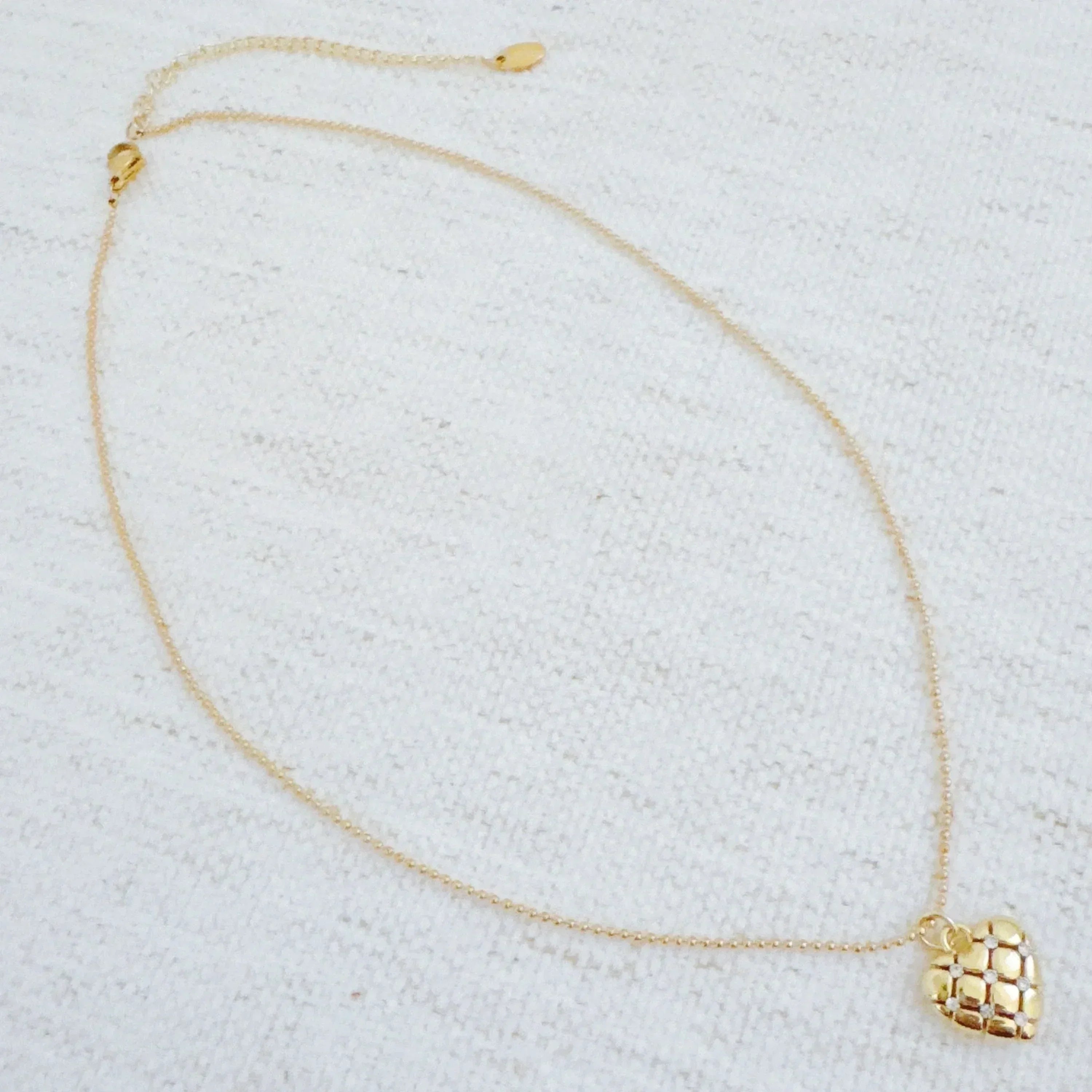 Quilted Luxe Heart Charm Necklace