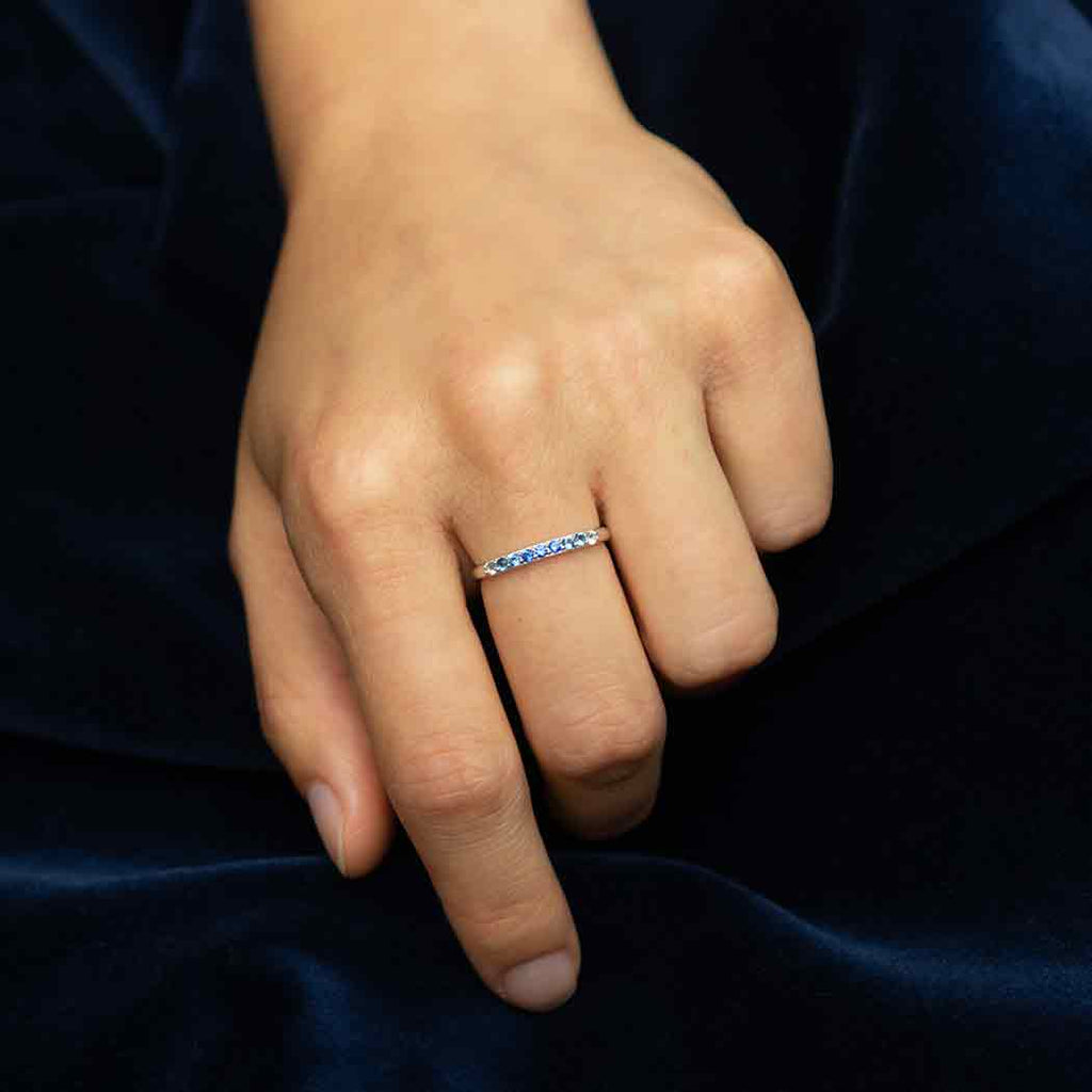 Bague en argent sterling avec dégradé bleu et nano-gemmes - Taille 6