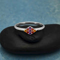 Sterling Silver Colorful Diamond Shaped Nano Gem Ring