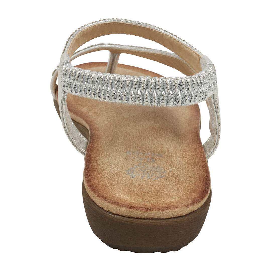 Sandales plates à bride arrière et pierres fantaisie argentées Reille pour femme