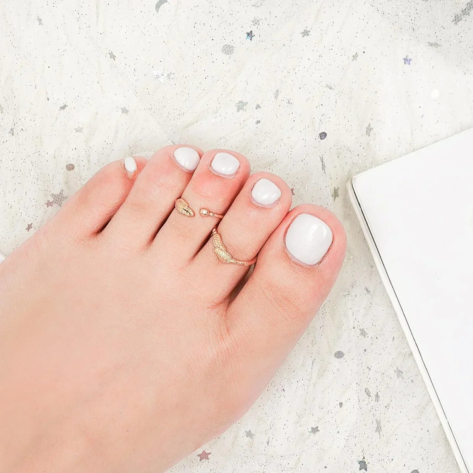 12 Bagues d'orteil ajustables pour femmes et filles, ensemble simple pour la plage, ouvert, bijoux mignons cœur, plume, été, pieds