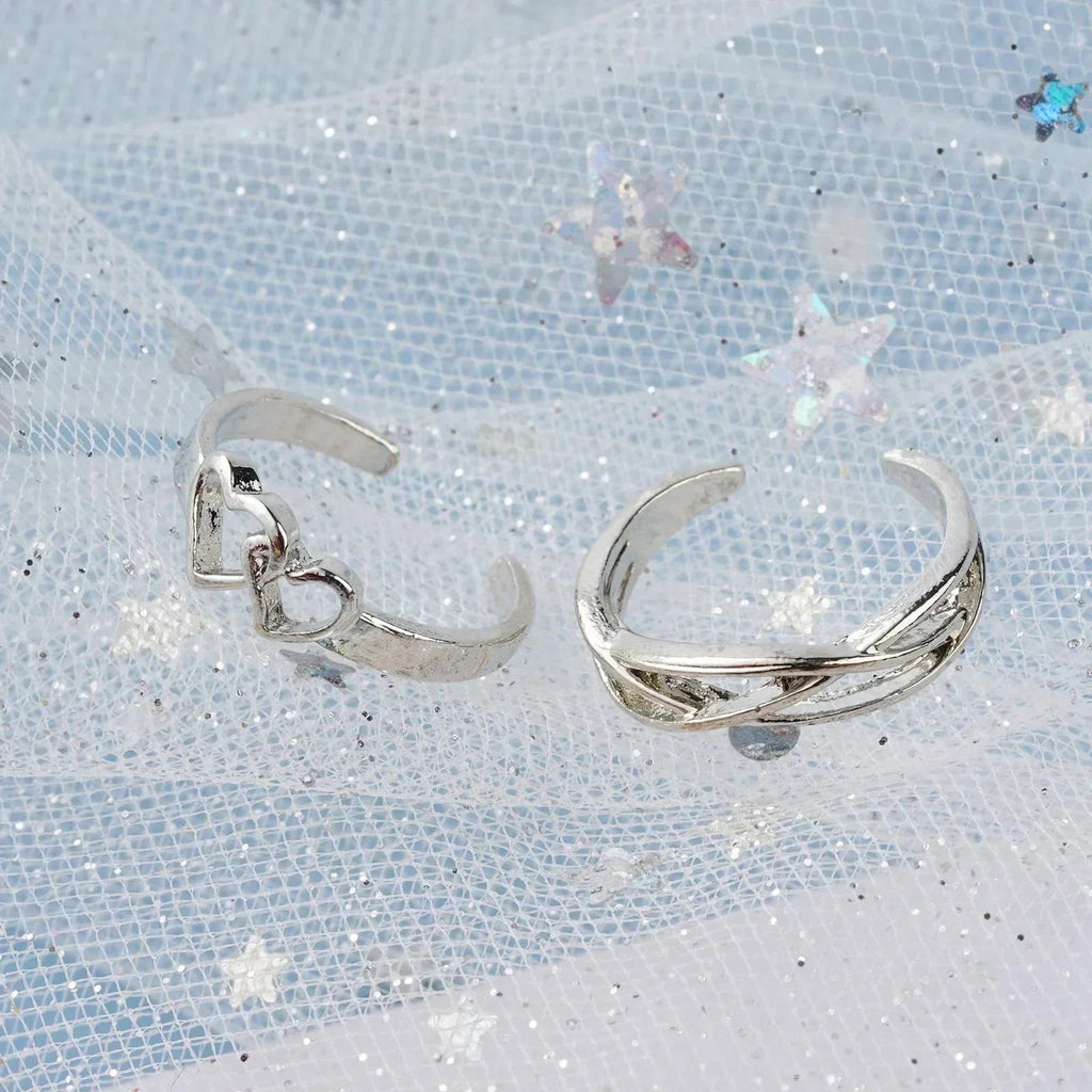 12 Bagues d'orteil ajustables pour femmes et filles, ensemble simple pour la plage, ouvert, bijoux mignons cœur, plume, été, pieds