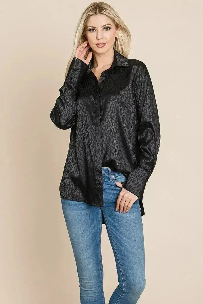 Chemise ample en satin imprimé animal | Femstylo