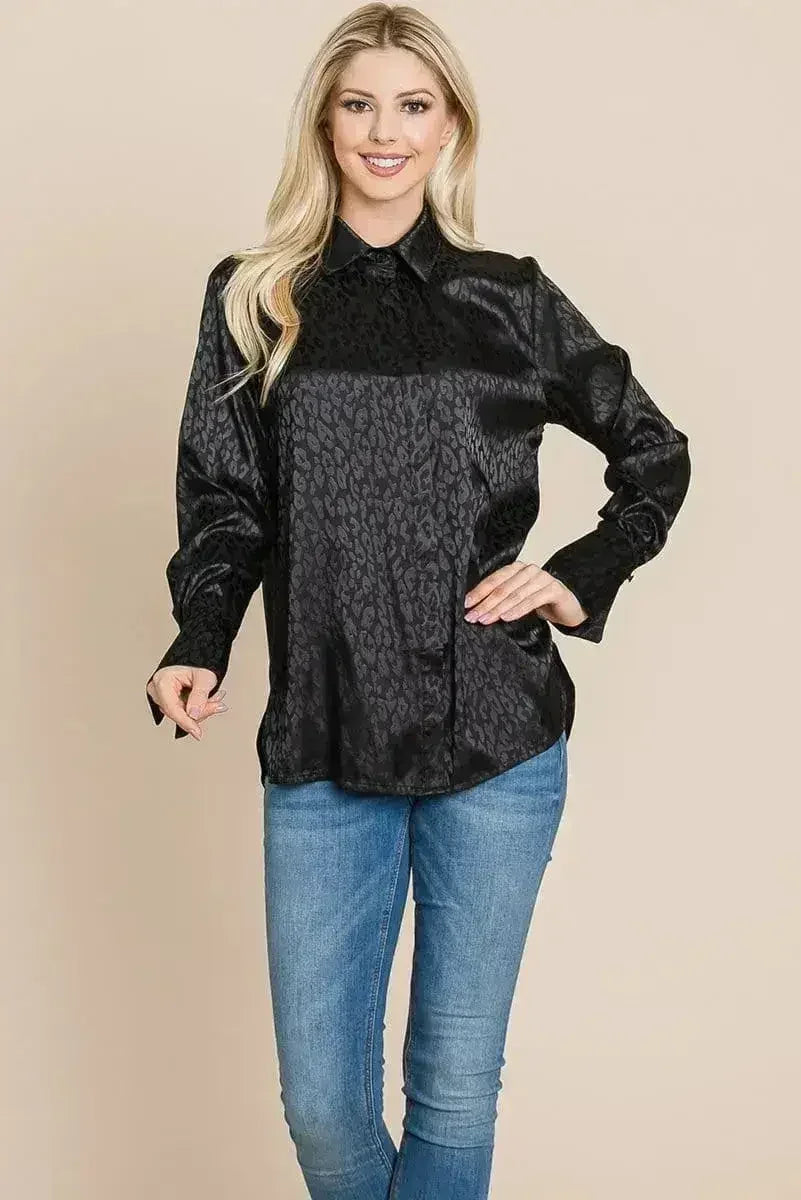 Chemise ample en satin imprimé animal | Femstylo