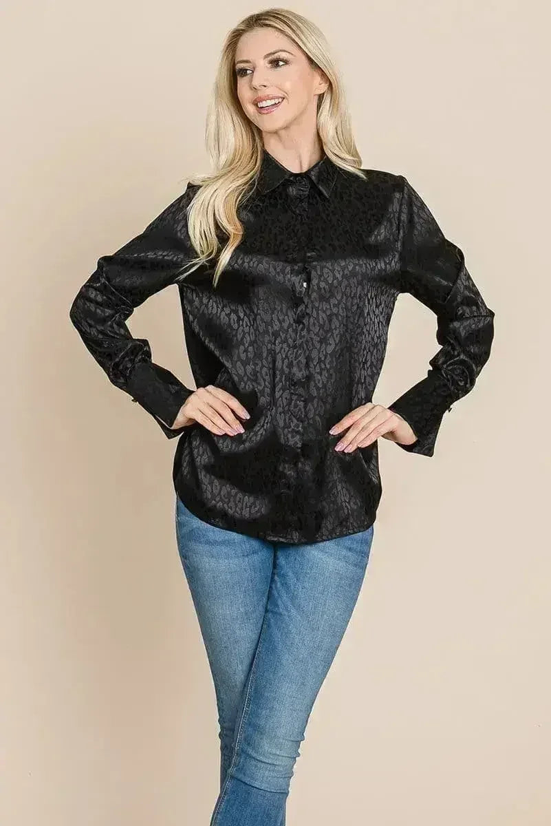 Chemise ample en satin imprimé animal | Femstylo