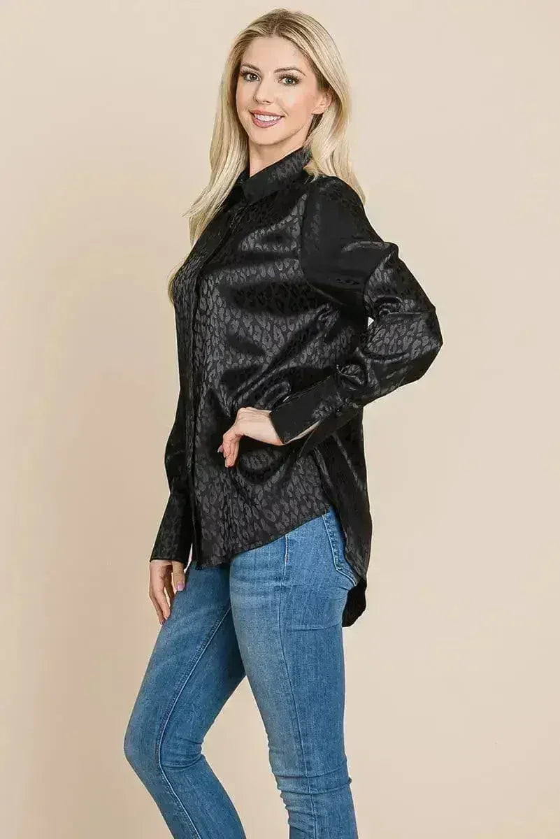 Chemise ample en satin imprimé animal | Femstylo