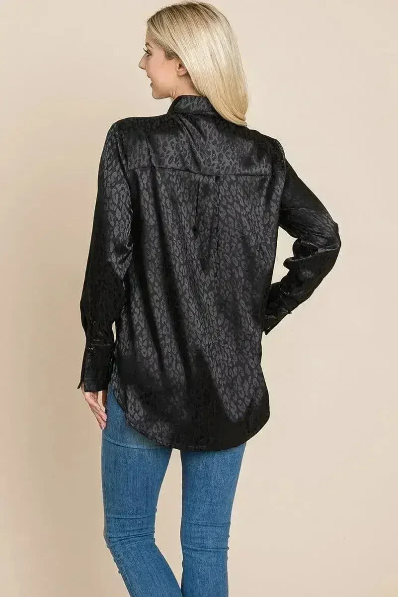 Chemise ample en satin imprimé animal | Femstylo