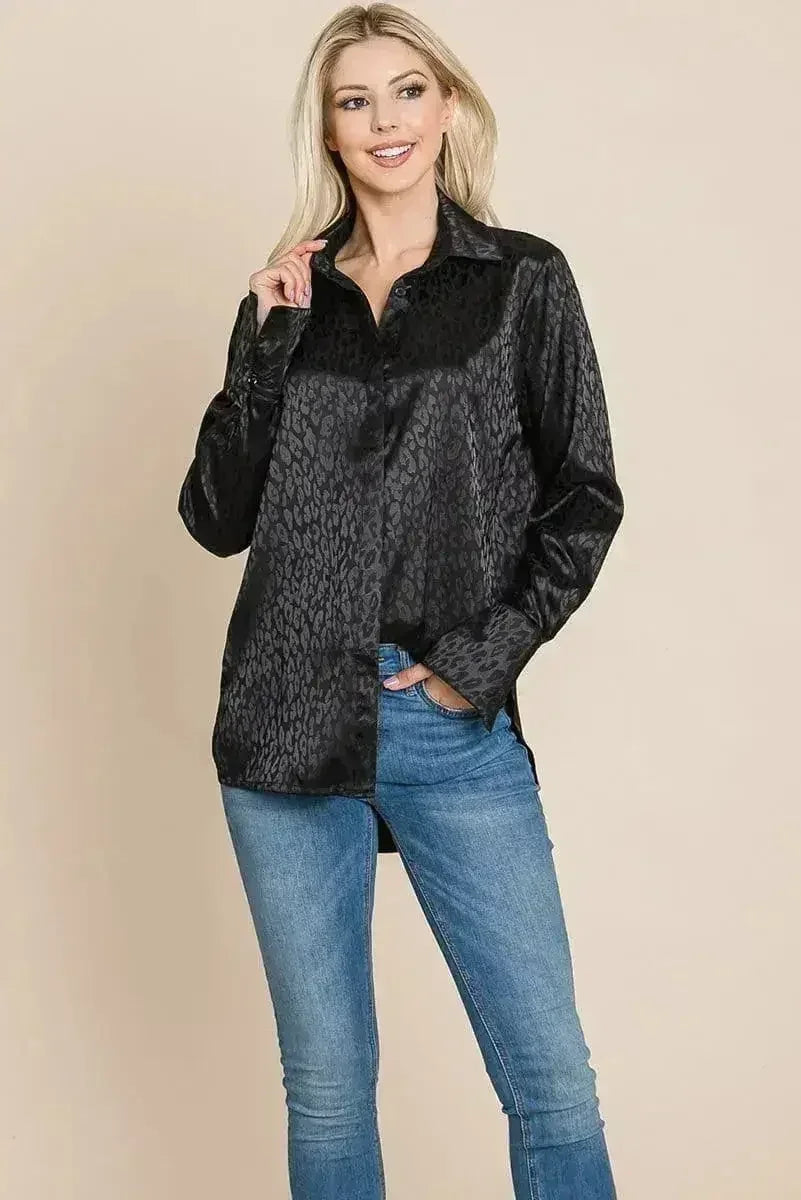 Chemise ample en satin imprimé animal | Femstylo