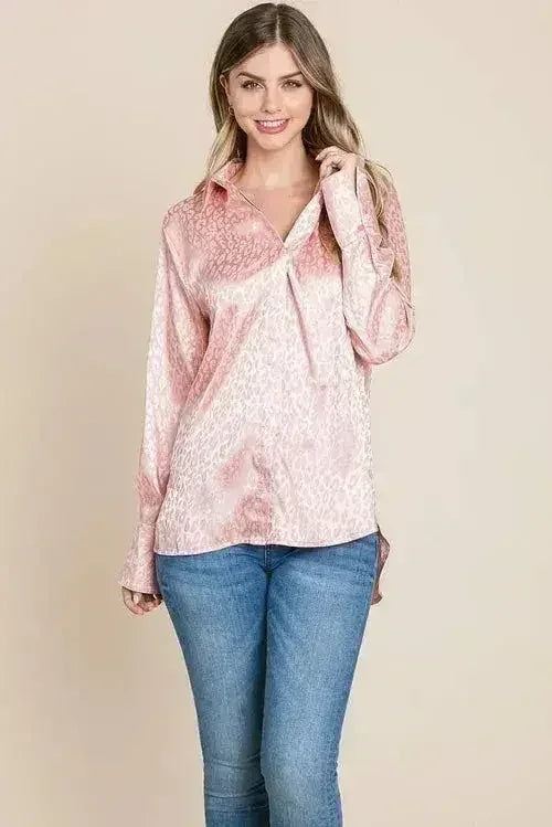 Chemise ample en satin imprimé animal | Femstylo
