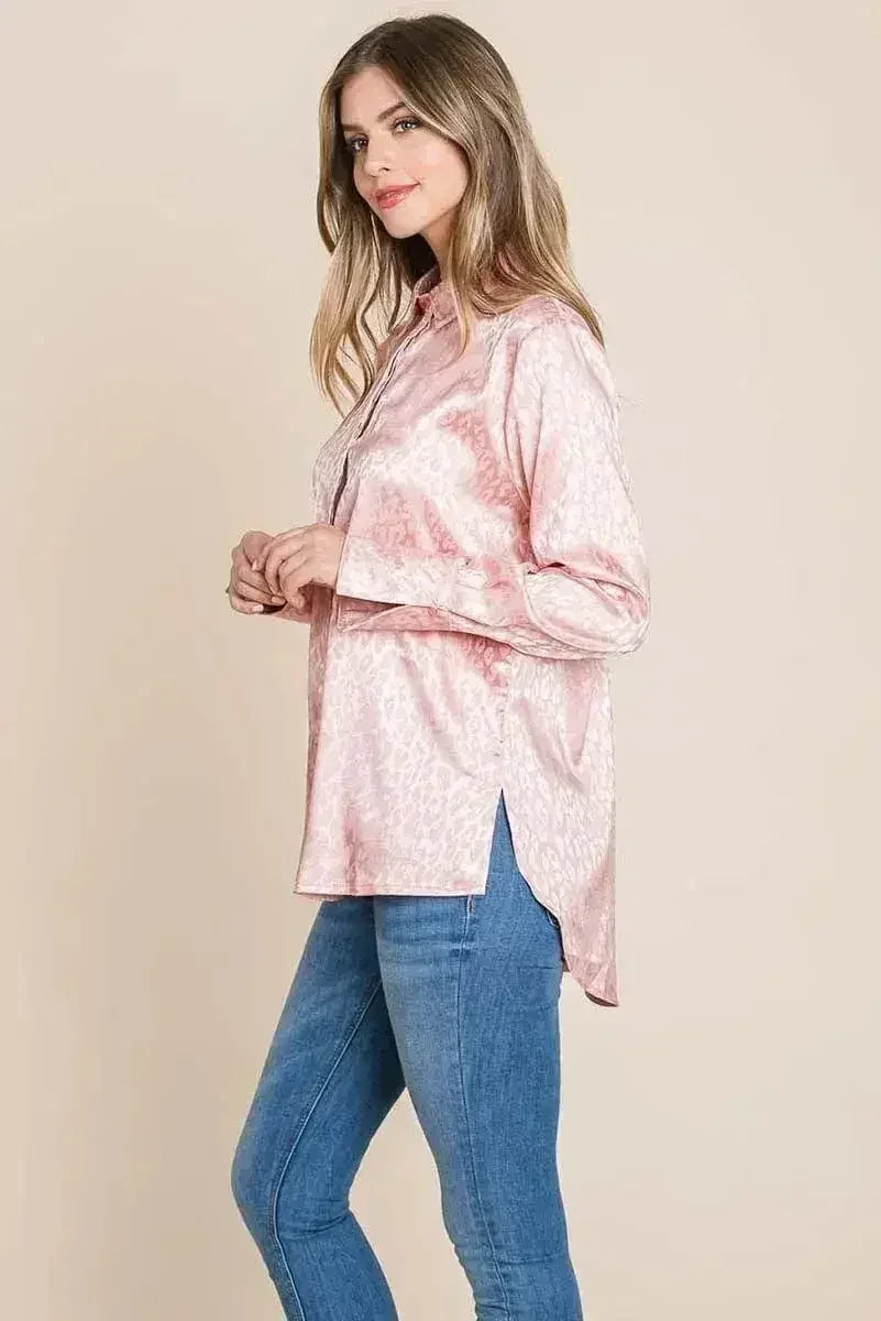 Chemise ample en satin imprimé animal | Femstylo