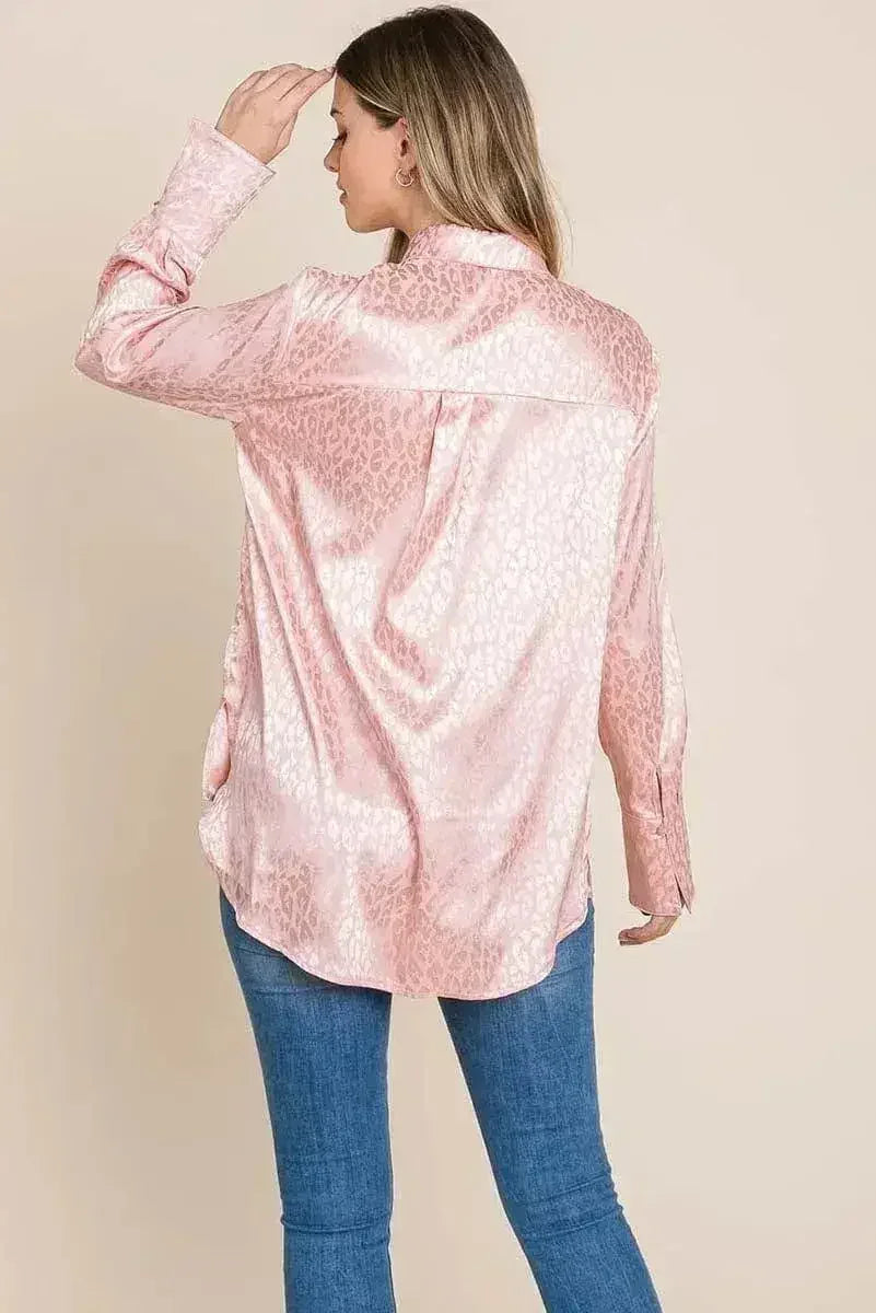 Chemise ample en satin imprimé animal | Femstylo